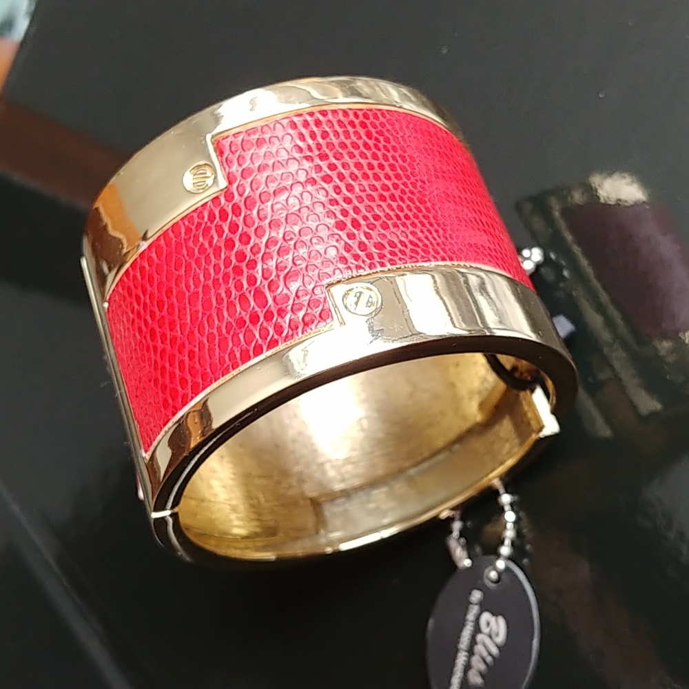 Large red & gold metal cuff bracelet NWT